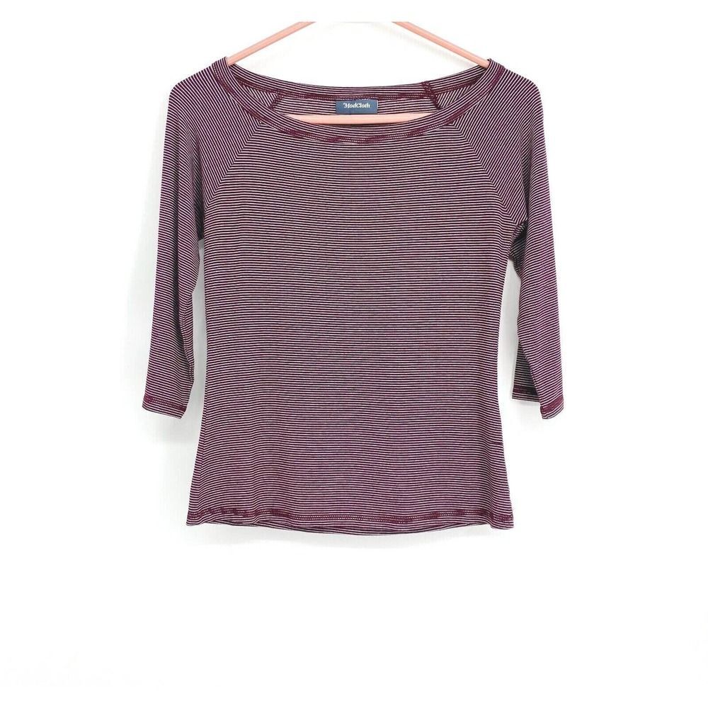 ModCloth Bateau So Beautiful 3/4 Sleeve Stripe Top Size Small‎